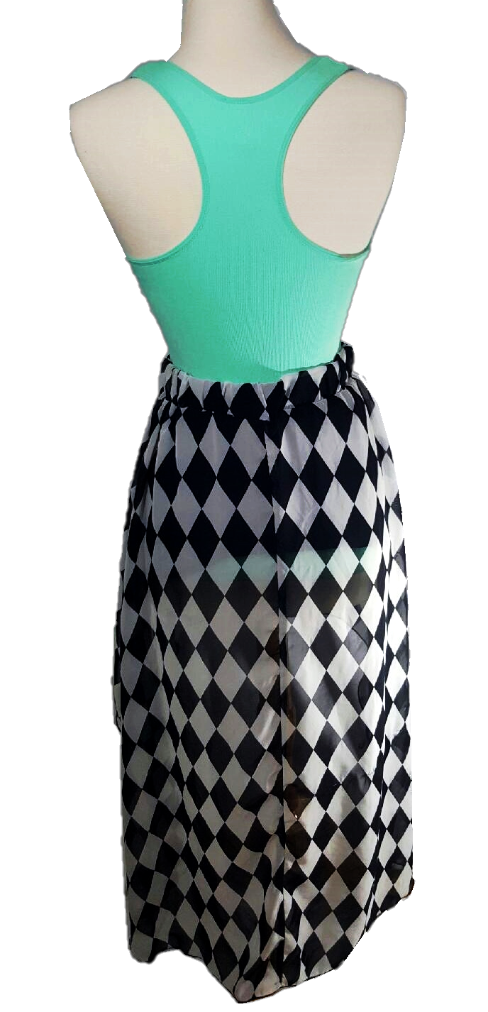 Black Checkered Hi-Low Skirt