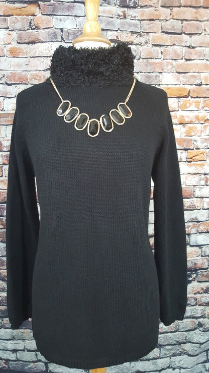 Faux Fur Collar Sweater