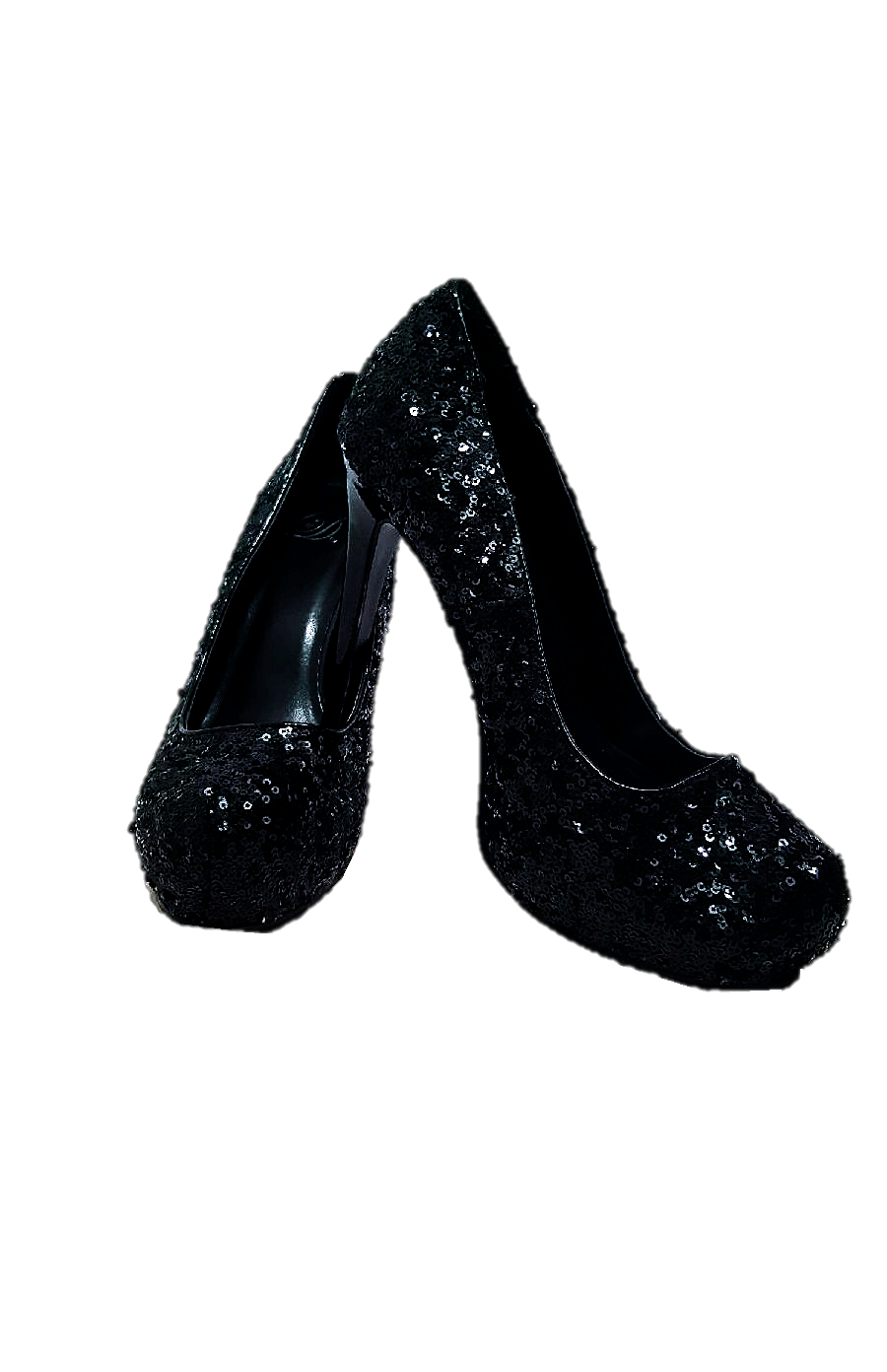 Black Sequin Platform Heels