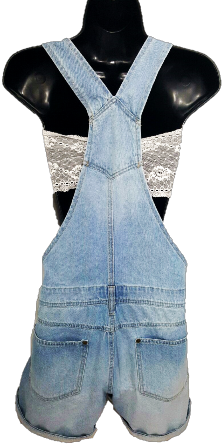 Cuffed Denim overalls (shorts)