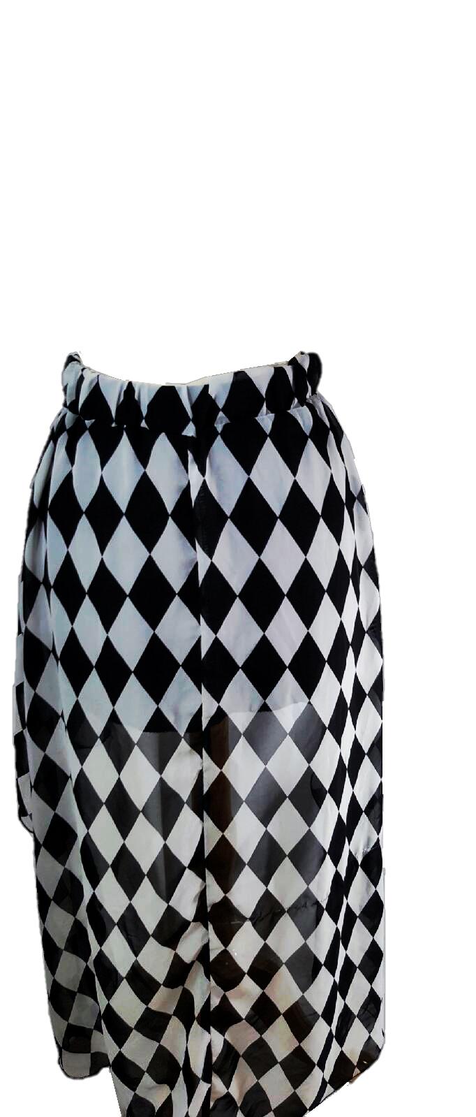 Black Checkered Hi-Low Skirt