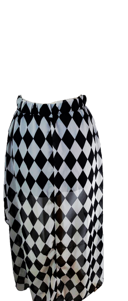 Black Checkered Hi-Low Skirt