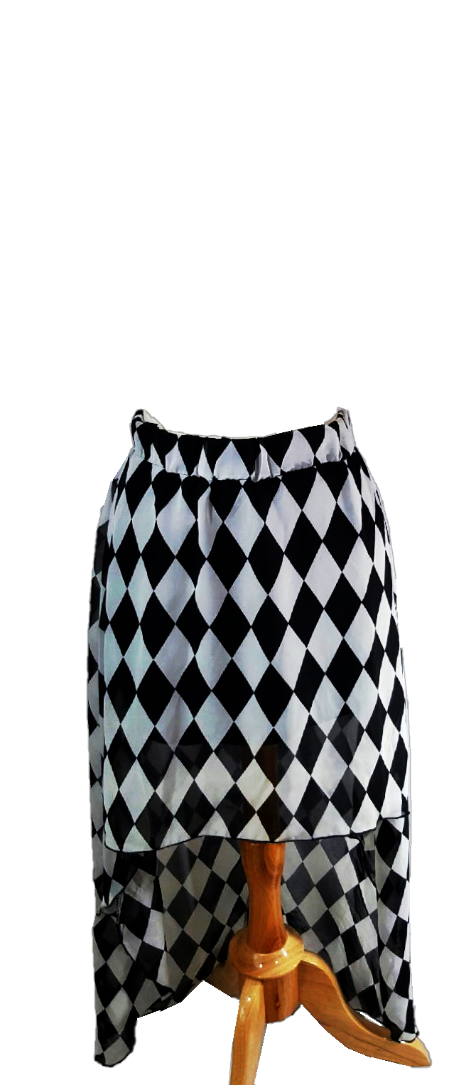 Black Checkered Hi-Low Skirt