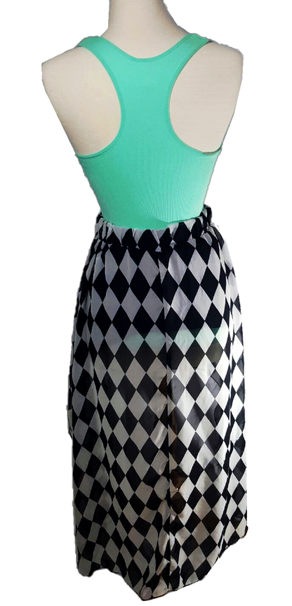 Black Checkered Hi-Low Skirt