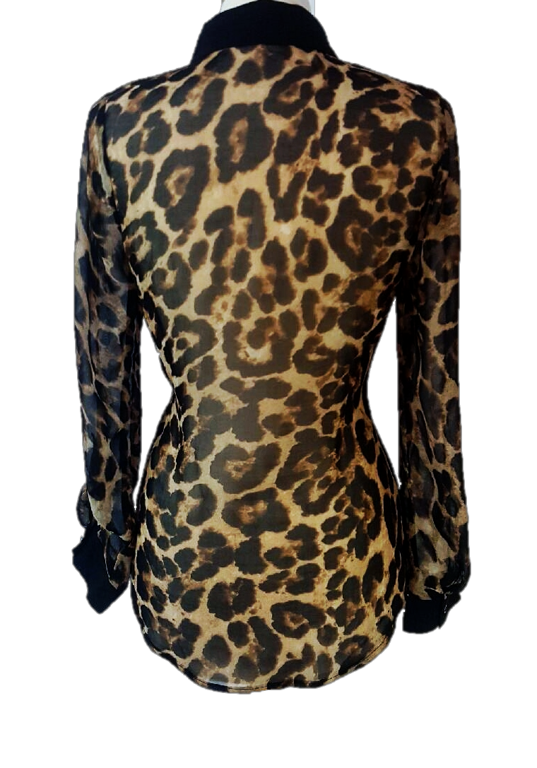 Cheetah Button-Front Blouse