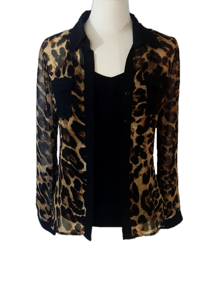 Cheetah Button-Front Blouse