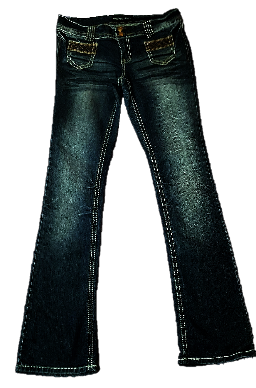 Dark Washed Jeans with Tribal Pockets