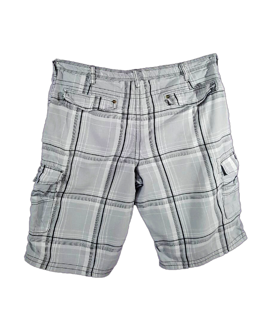Guys Light Plaid Cargo Shorts