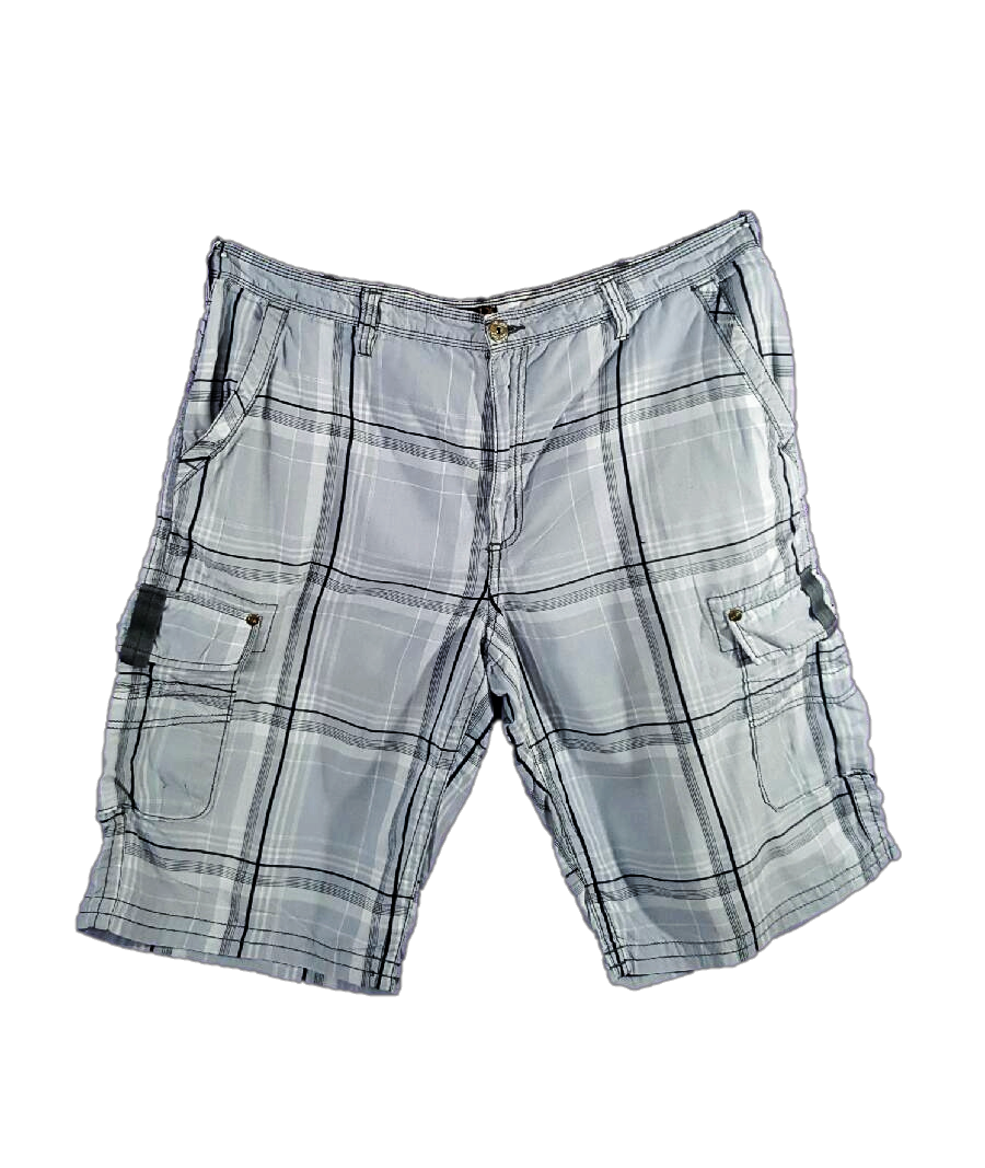 Guys Light Plaid Cargo Shorts