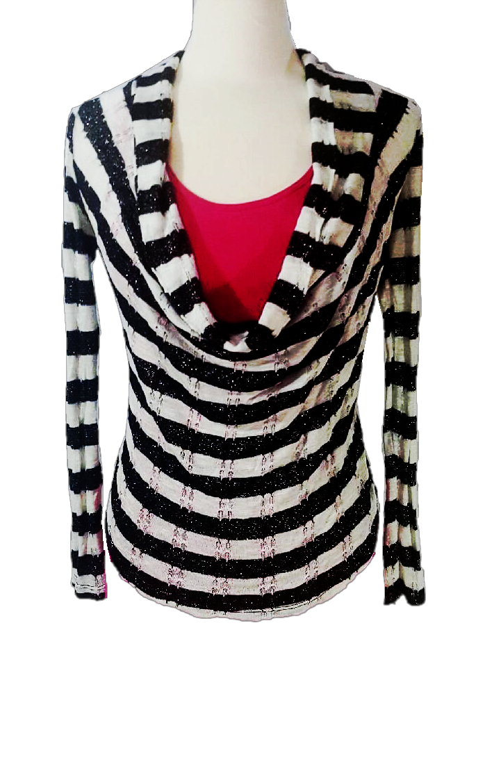 Striped Cowl Neck Top