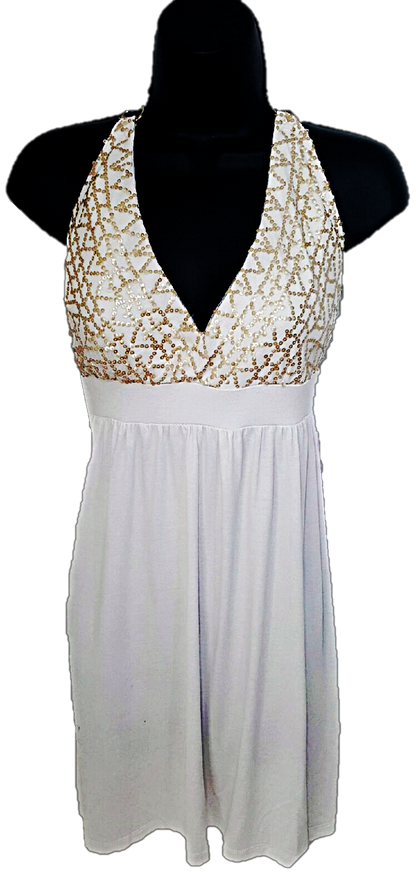 White Halter Evening Dress
